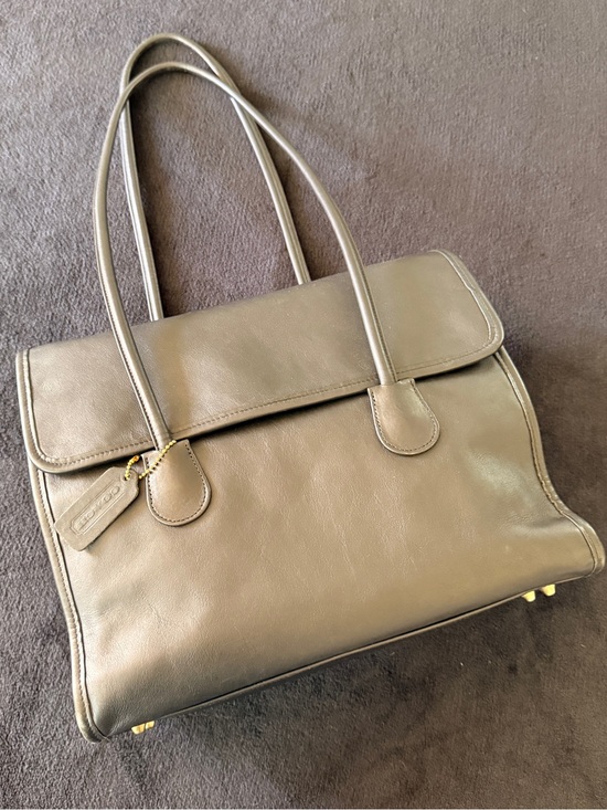 Coach Handbags - Coach 1995 Vintage Black Leather Flap Shopper Tote